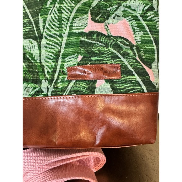 Judith March Large Duffel Bag Palm Leaves Spring Chic Leather Deep Weekender - Picture 2 of 5